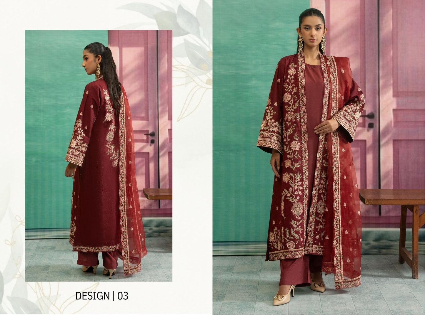Royal Maroon Embroidered Suit – Traditional Threads MA03