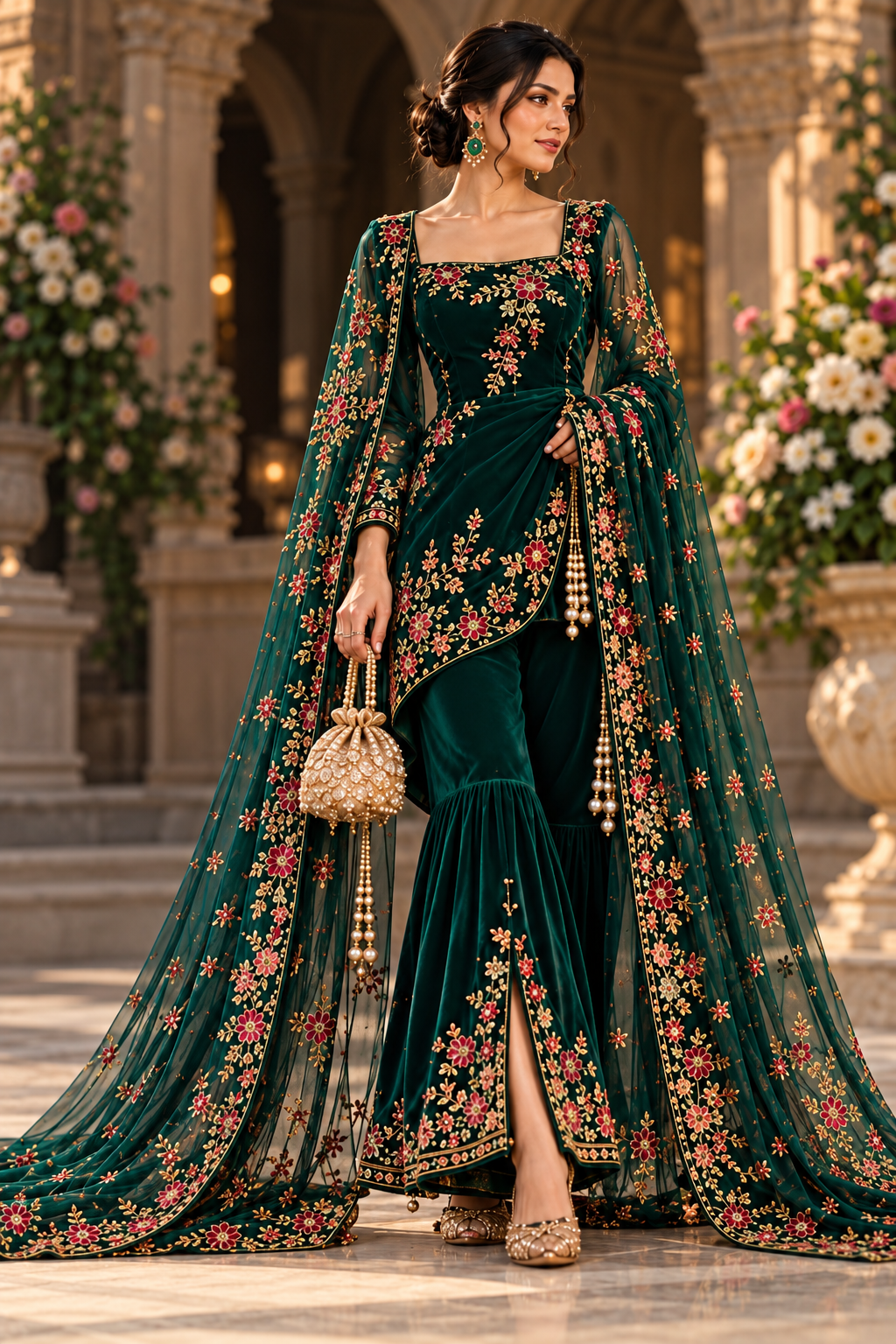 PRE-ORDER | Emerald Grace Luxury Embroidered 3-Piece Suit | Mehak Signature Collectio