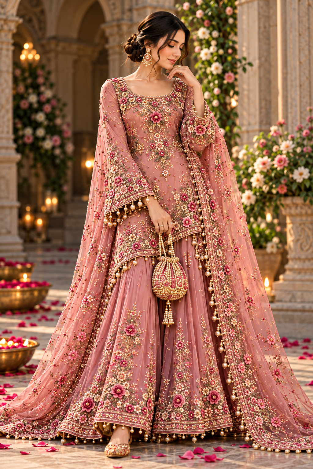 PRE-ORDER | Blush Mehak Luxury Embroidered 3-Piece Suit | Mehak Signature Collection