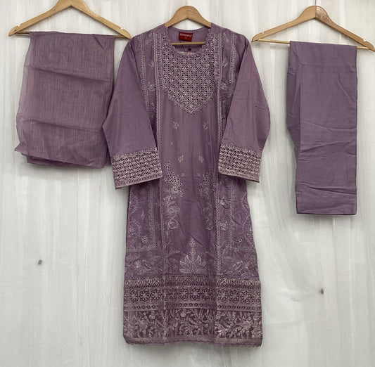 Dusty Mauve Embroidered 3PC Suit MTH29
