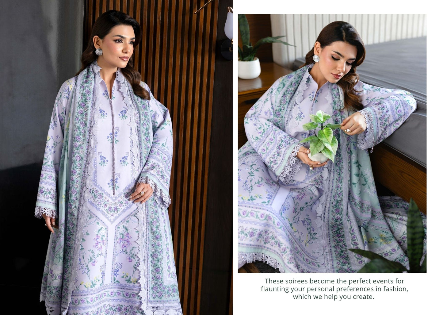 Naqsh Midnight Meadow Summer '26 – Premium Lavender Floral 3 Piece Lawn Suit | PRE ORDER
