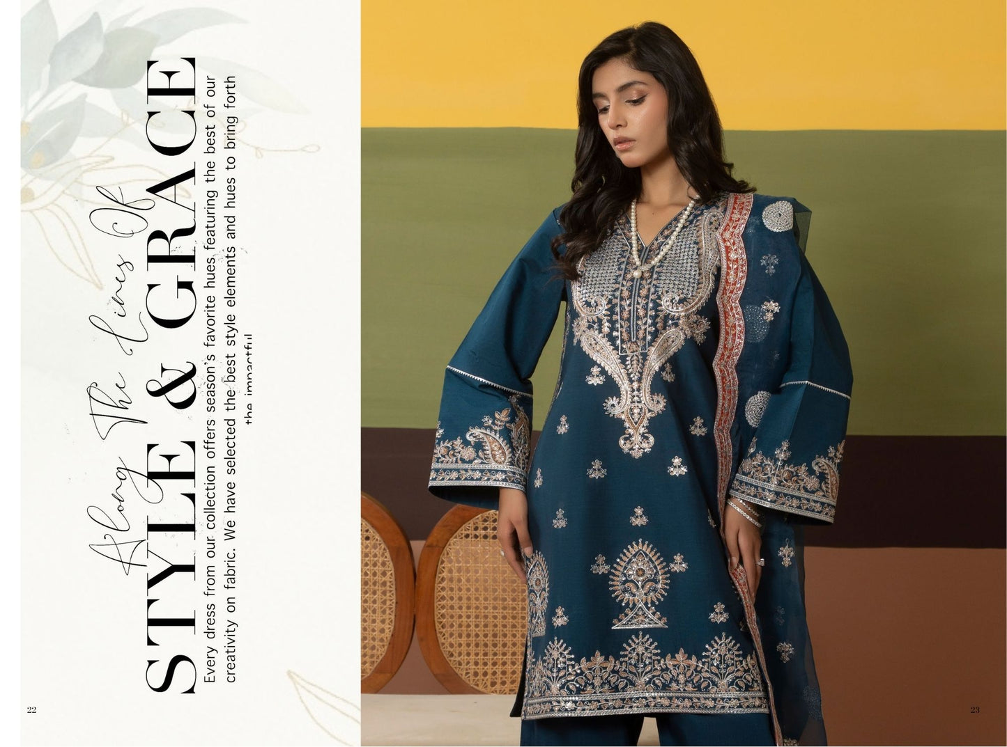 Teal Elegance Embroidered Suit – Traditional Threads MA04