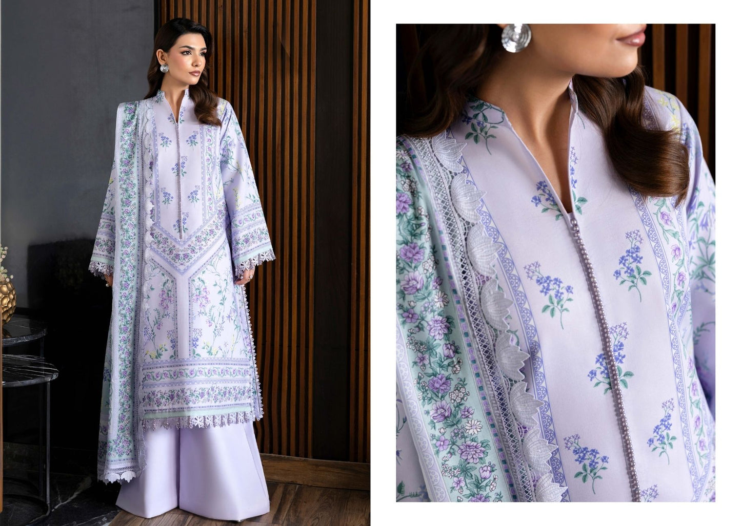 Naqsh Midnight Meadow Summer '26 – Premium Lavender Floral 3 Piece Lawn Suit | PRE ORDER