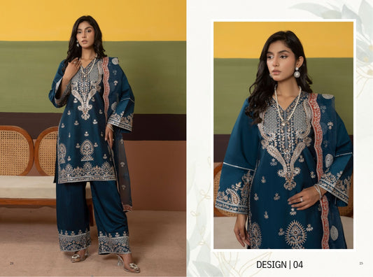 Teal Elegance Embroidered Suit – Traditional Threads MA04