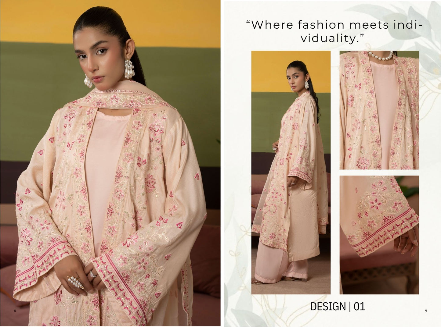 Blush Grace Embroidered Suit – Traditional Threads MA01