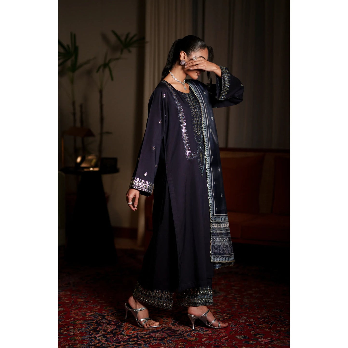 EALA Festive Embroidered Viscose Dress with Printed Silk Dupatta | Women’s Festive Wear Pakistani Designer Outfit by Casuallite