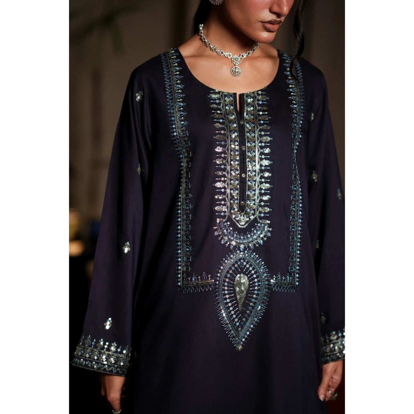 EALA Festive Embroidered Viscose Dress with Printed Silk Dupatta | Women’s Festive Wear Pakistani Designer Outfit by Casuallite