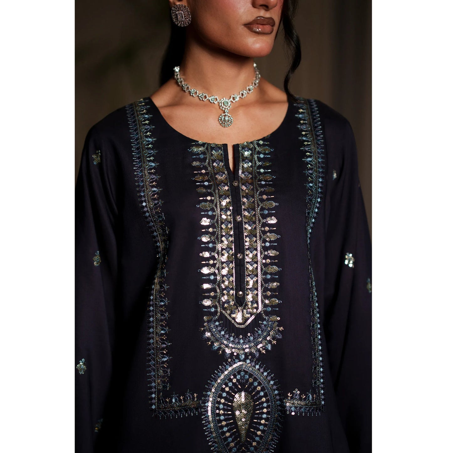 EALA Festive Embroidered Viscose Dress with Printed Silk Dupatta | Women’s Festive Wear Pakistani Designer Outfit by Casuallite