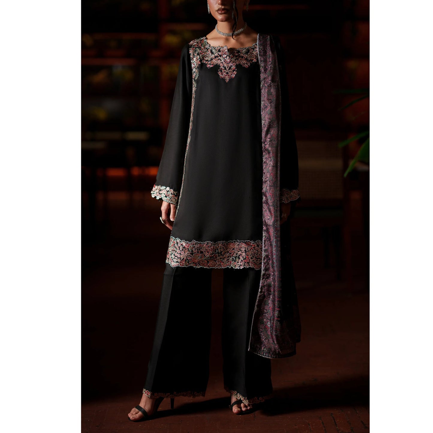 EALA Festive Embroidered Viscose Dress with Printed Silk Dupatta | Women’s Festive Wear Pakistani Designer Outfit by Casuallite