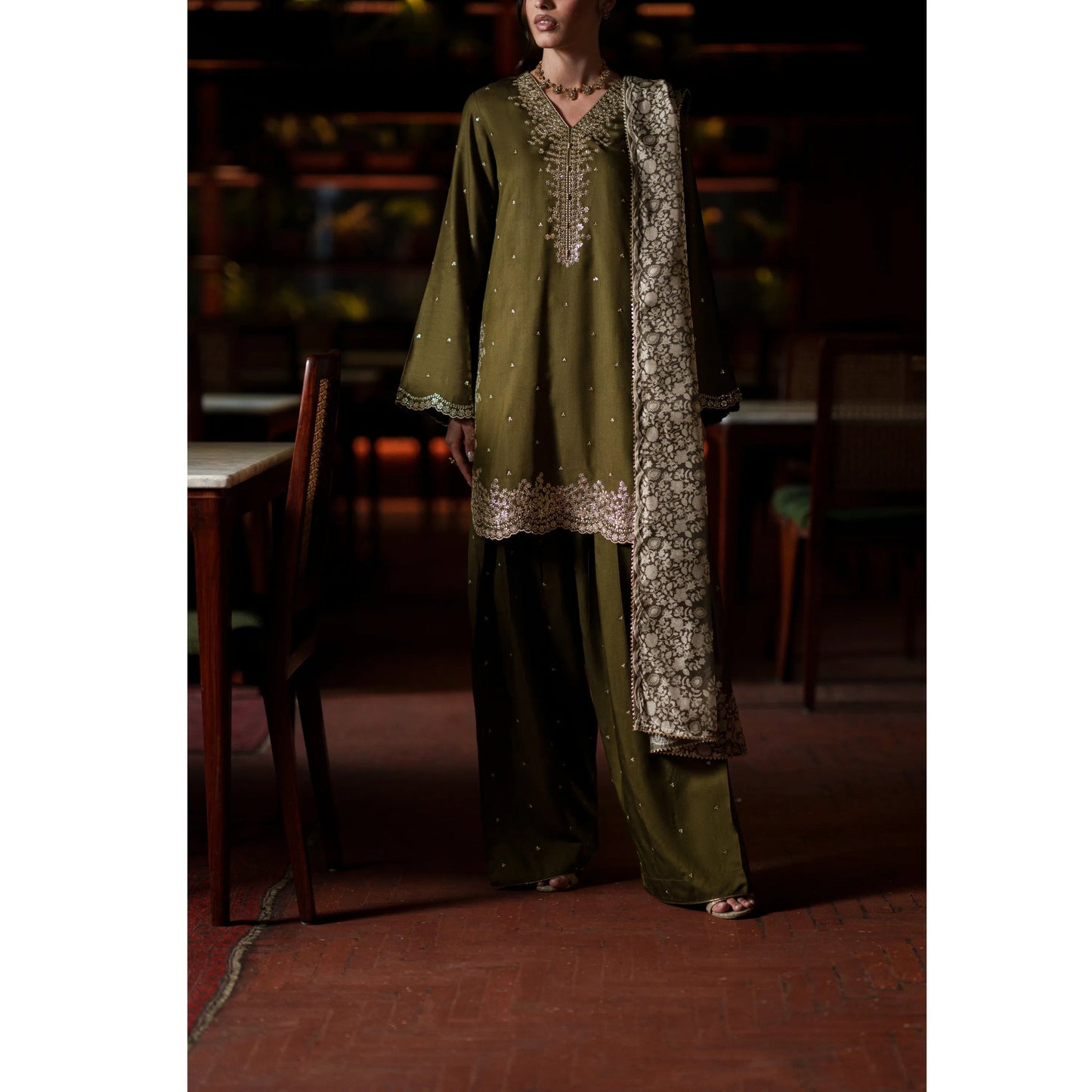 EALA Festive Embroidered Viscose Dress with Printed Silk Dupatta | Women’s Festive Wear Pakistani Designer Outfit by Casuallite