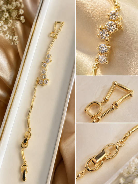 Golden Crystal Floral Bracelet – Elegant Women’s Jewellery MT01