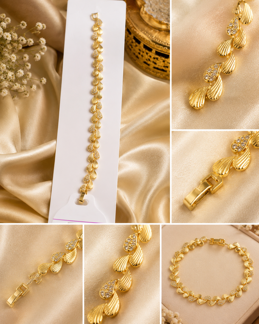 Golden Teardrop Crystal Bracelet – Elegant Women’s Jewellery MT05