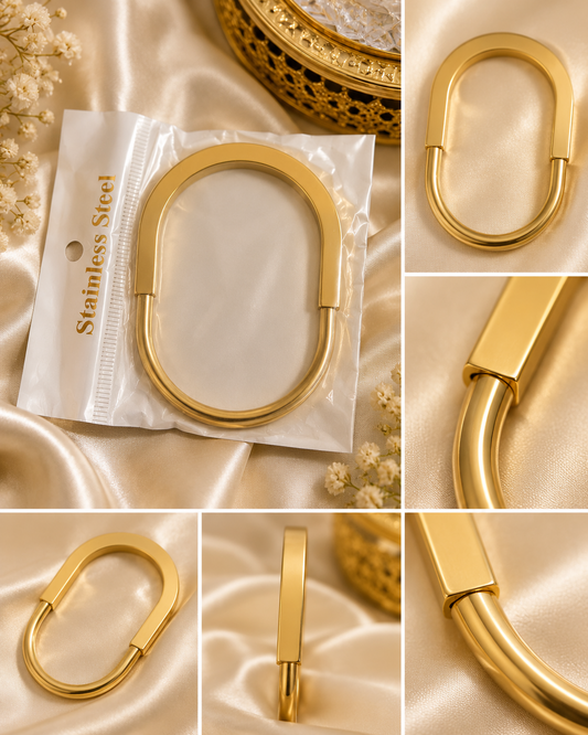 Minimalist Gold Stainless Steel Oval Bracelet – Women’s Jewellery MT06