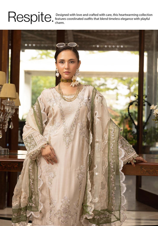 SIMRANS Khaas premium 3 piece mummy & me Ledies beige Eid outfit.SV05